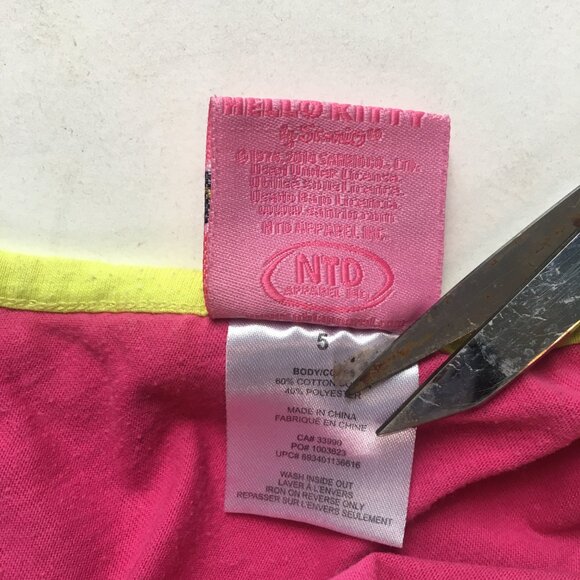 Hello Kitty Girls One Shoulder Ruffle Tank Shirt Size 5 Pink Neon Heart - Picture 11 of 11